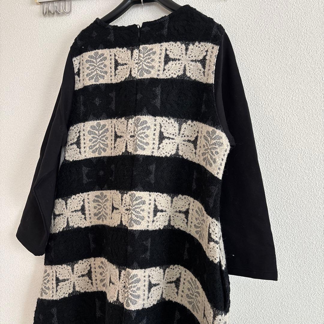 新品☆marble sud マーブルシュッド　黒と白のジャガード長袖ワンピース