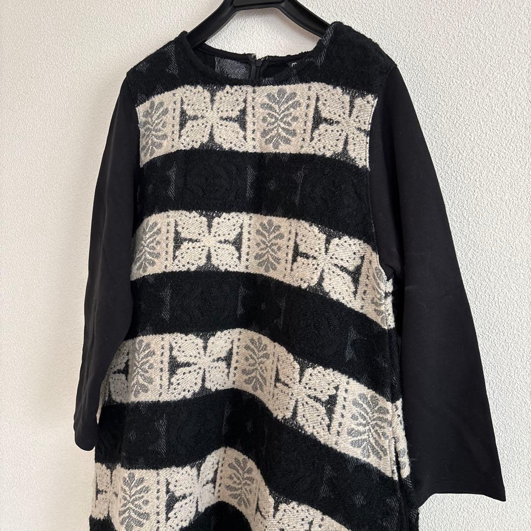 新品☆marble sud マーブルシュッド　黒と白のジャガード長袖ワンピース