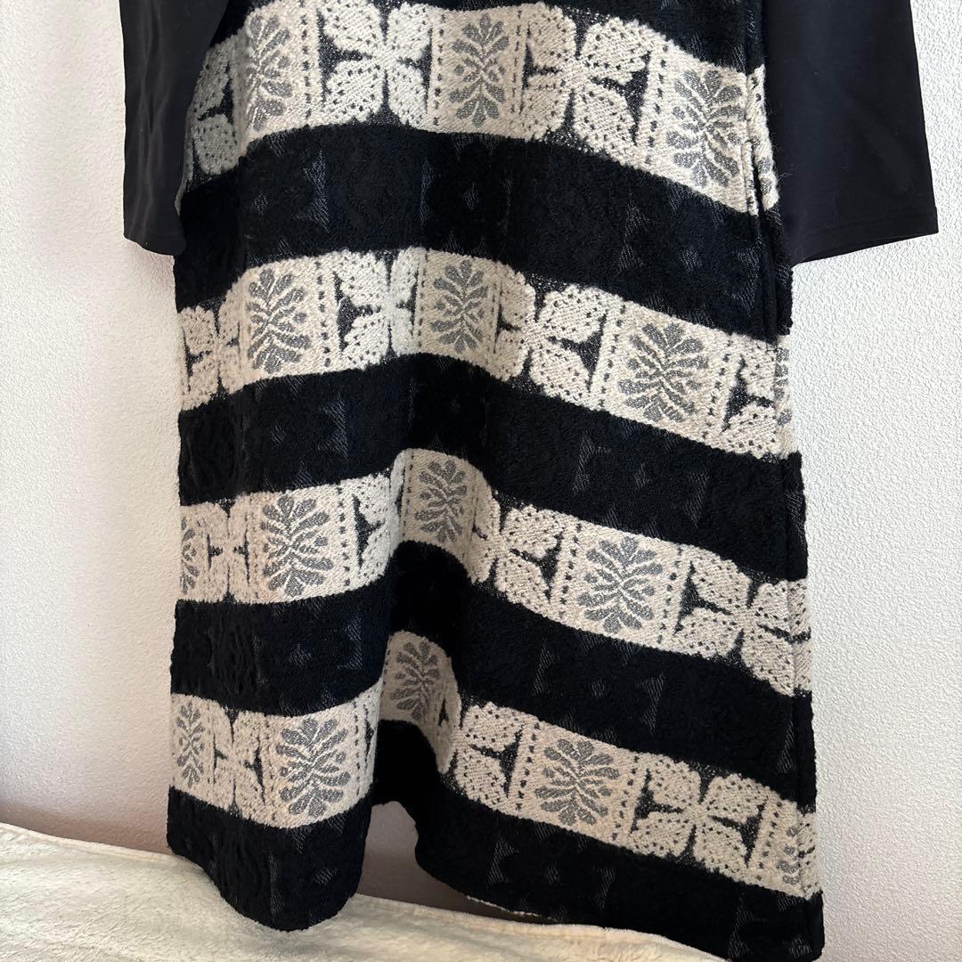 新品☆marble sud マーブルシュッド　黒と白のジャガード長袖ワンピース