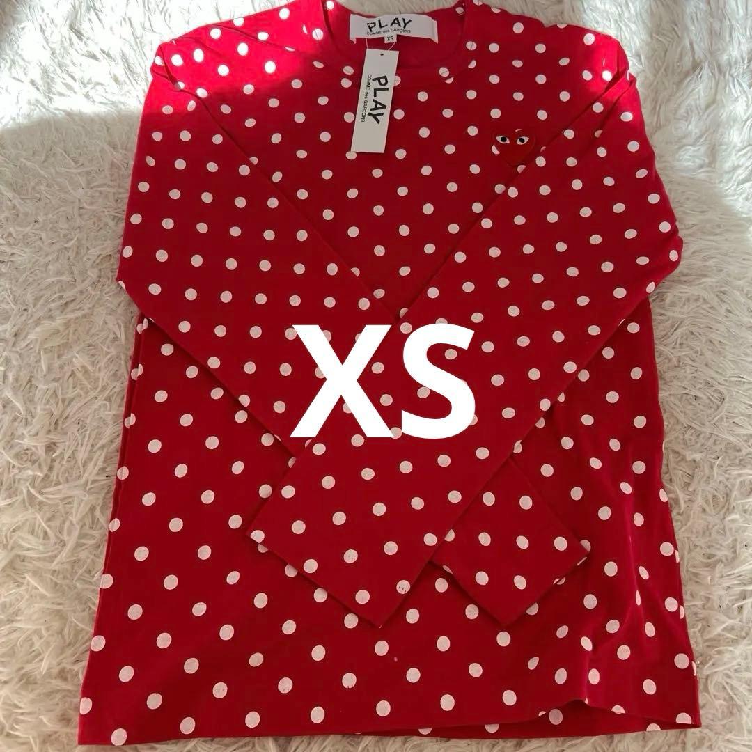 《新品》PLAY COMME des GARÇONS ドット柄長袖Tシャツ 赤