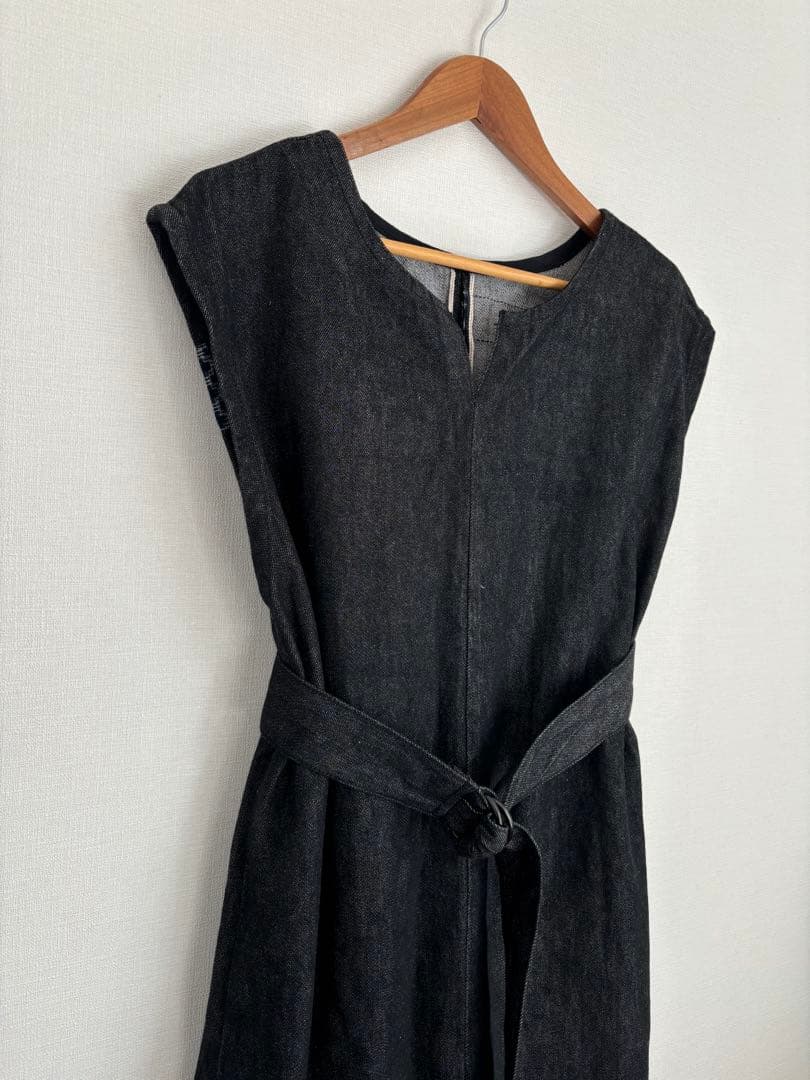 岡山デニム✖︎備後がすり　ジャンパースカートを作りました　ハンドメイド 赤耳