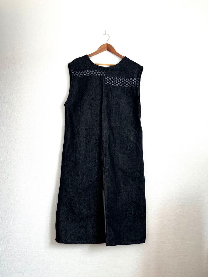 岡山デニム✖︎備後がすり　ジャンパースカートを作りました　ハンドメイド 赤耳