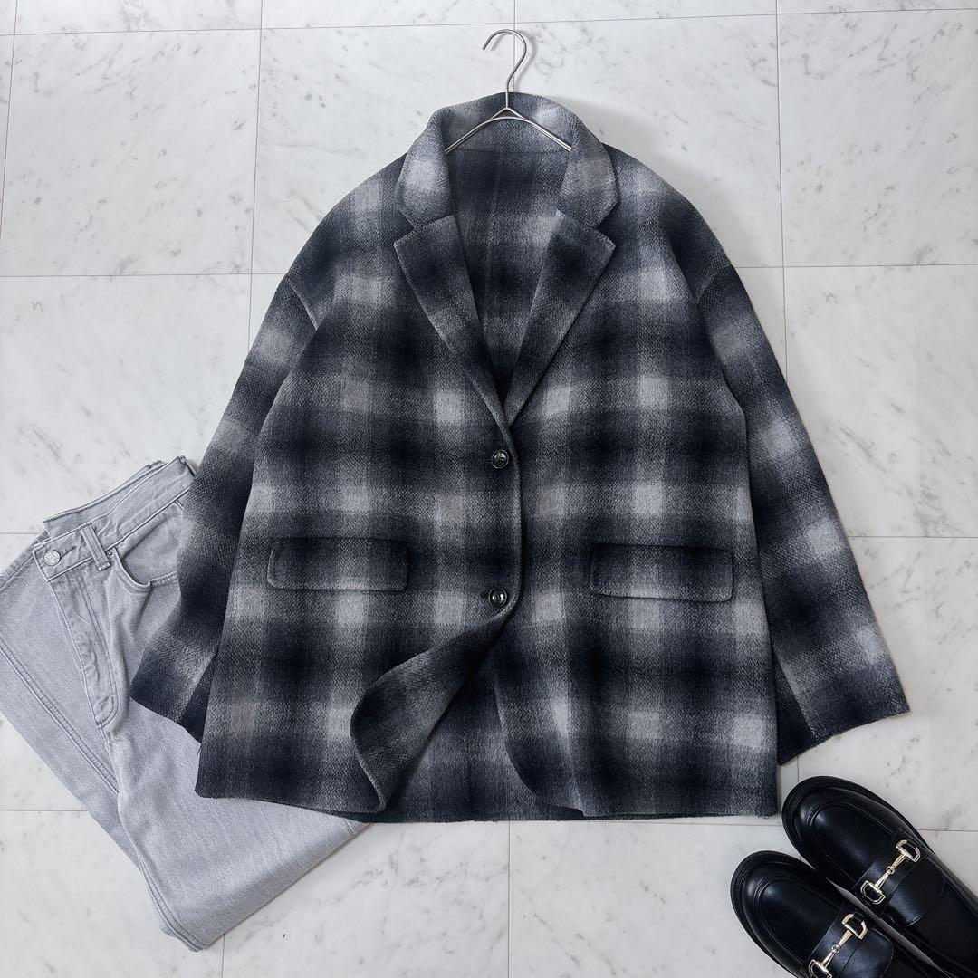 極美品 スピックアンドスパン 24AW ゆったり ウールミックスリバージャケット