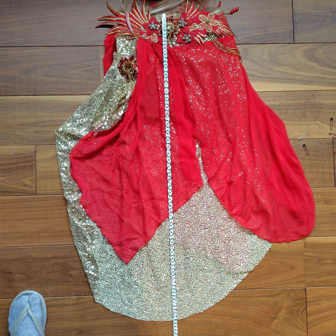 ベリーダンス衣装 赤/ゴールド【S〜Мサイズ】