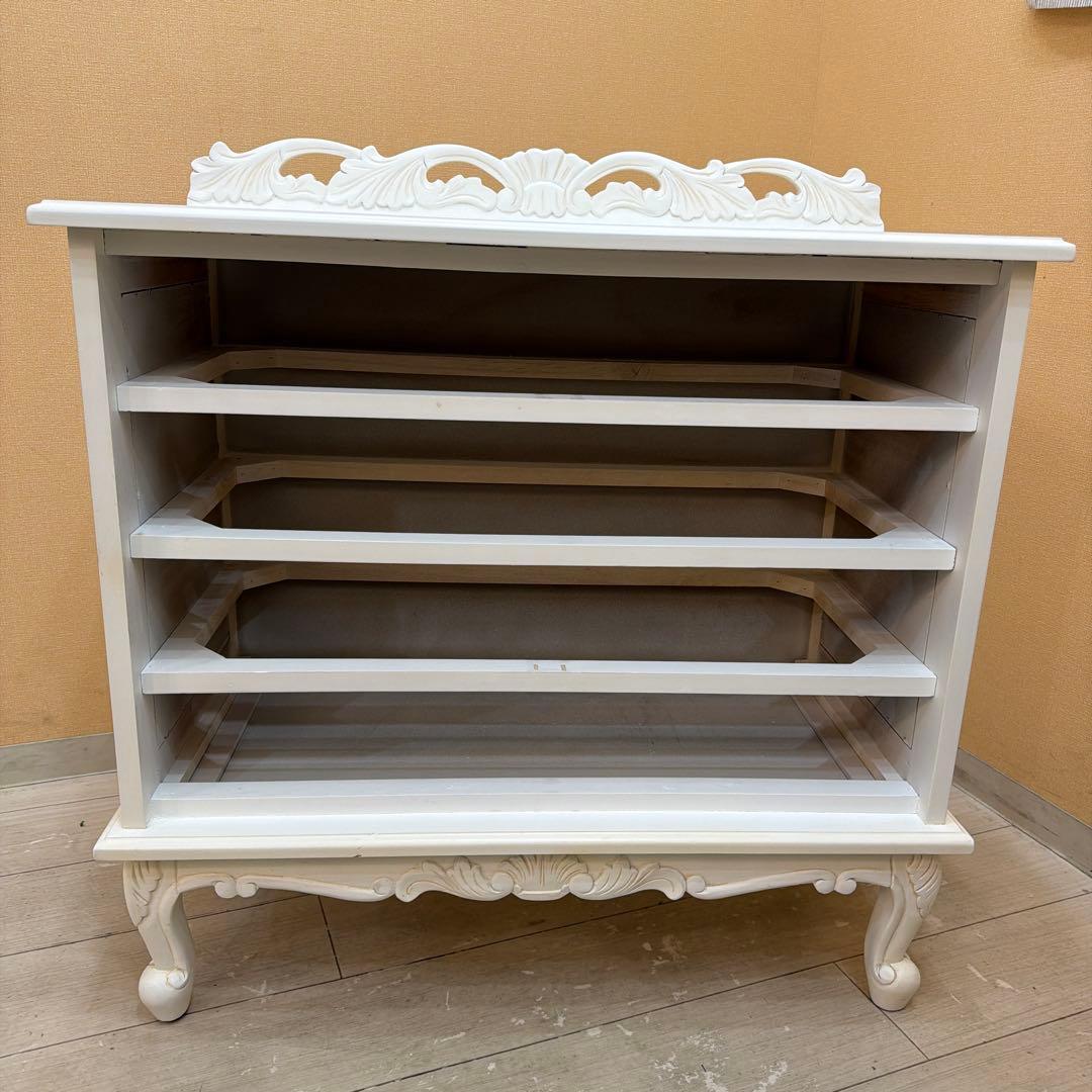 ロココ調 アンティーク風 猫脚 チェスト 4段 姫系 白家具