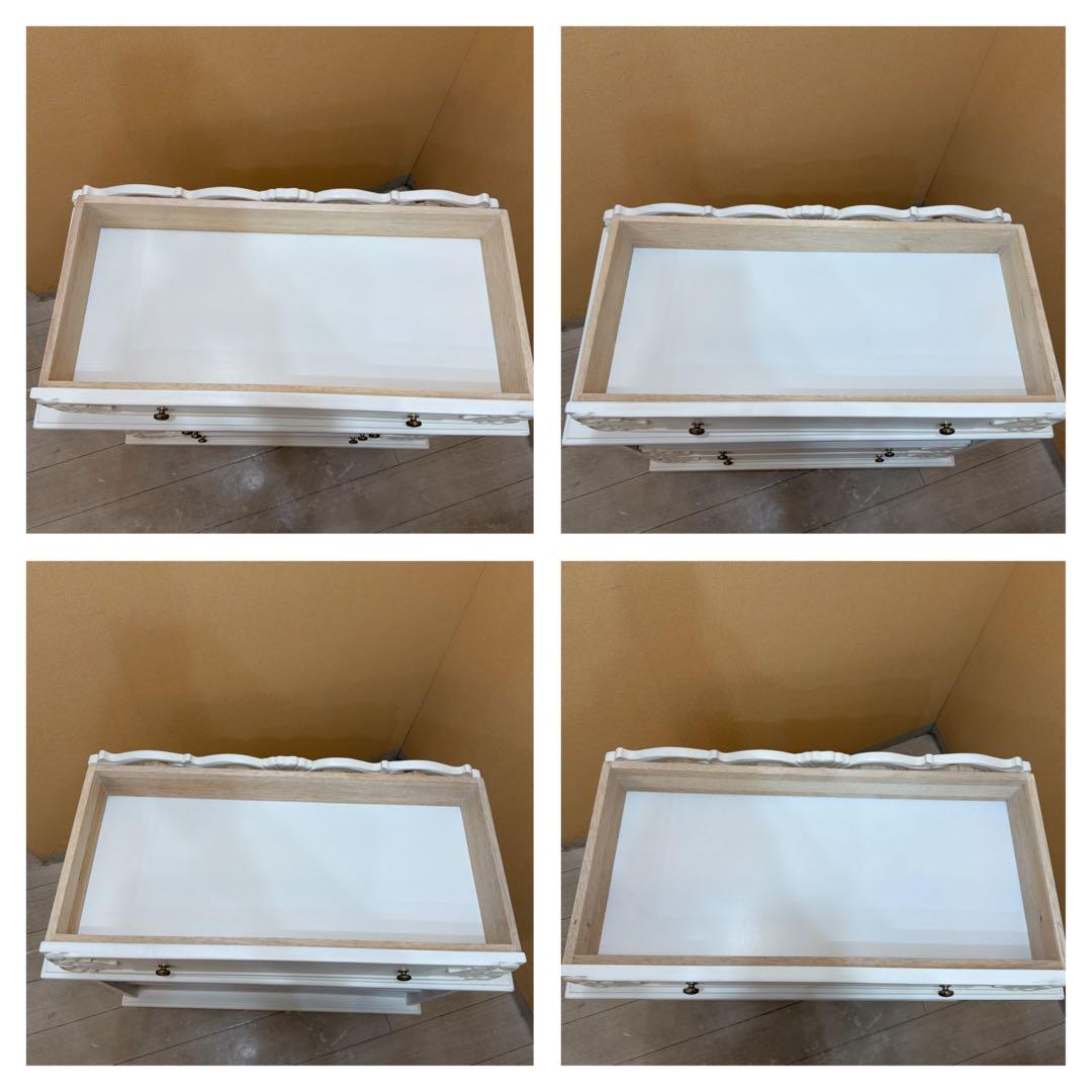 ロココ調 アンティーク風 猫脚 チェスト 4段 姫系 白家具