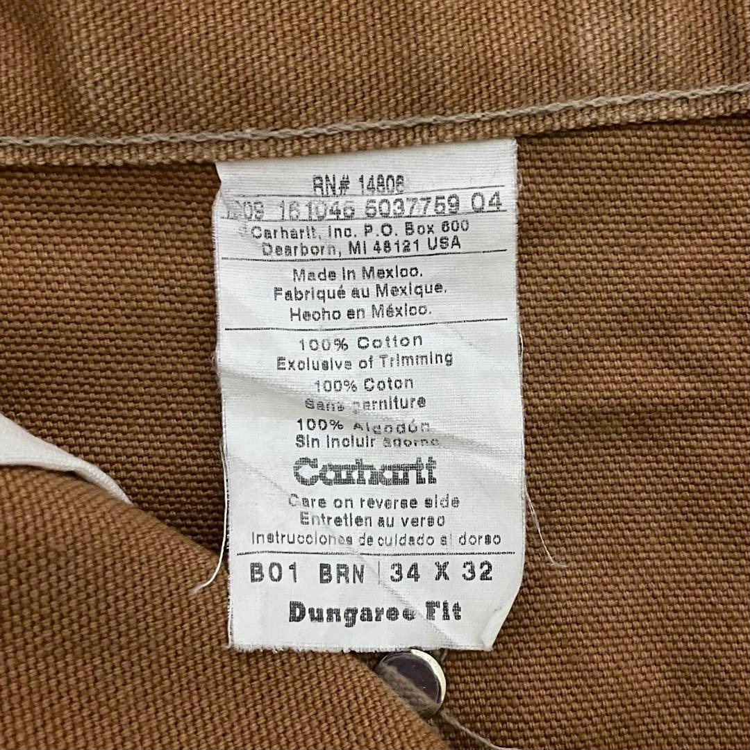 carharttカーハート　ダブルニー　ブラウンダックパンツW34L32