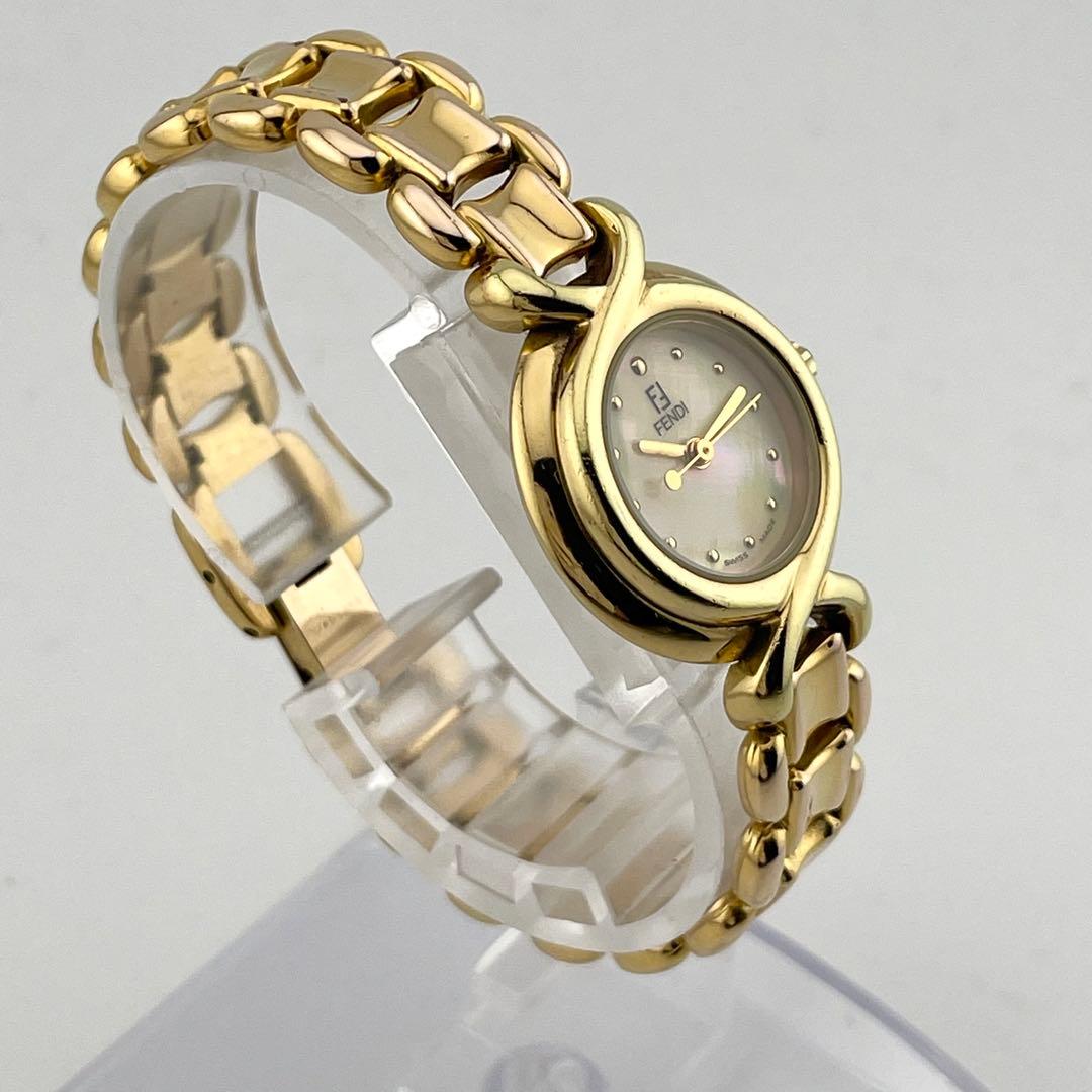 【稼働/新品電池】フェンディ　シェル文字盤　腕時計　ゴールドウォッチ　レディース