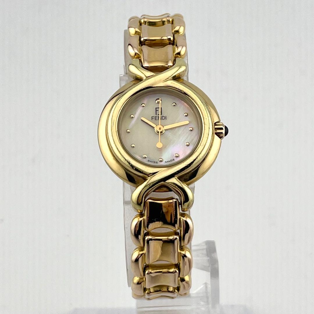 【稼働/新品電池】フェンディ　シェル文字盤　腕時計　ゴールドウォッチ　レディース