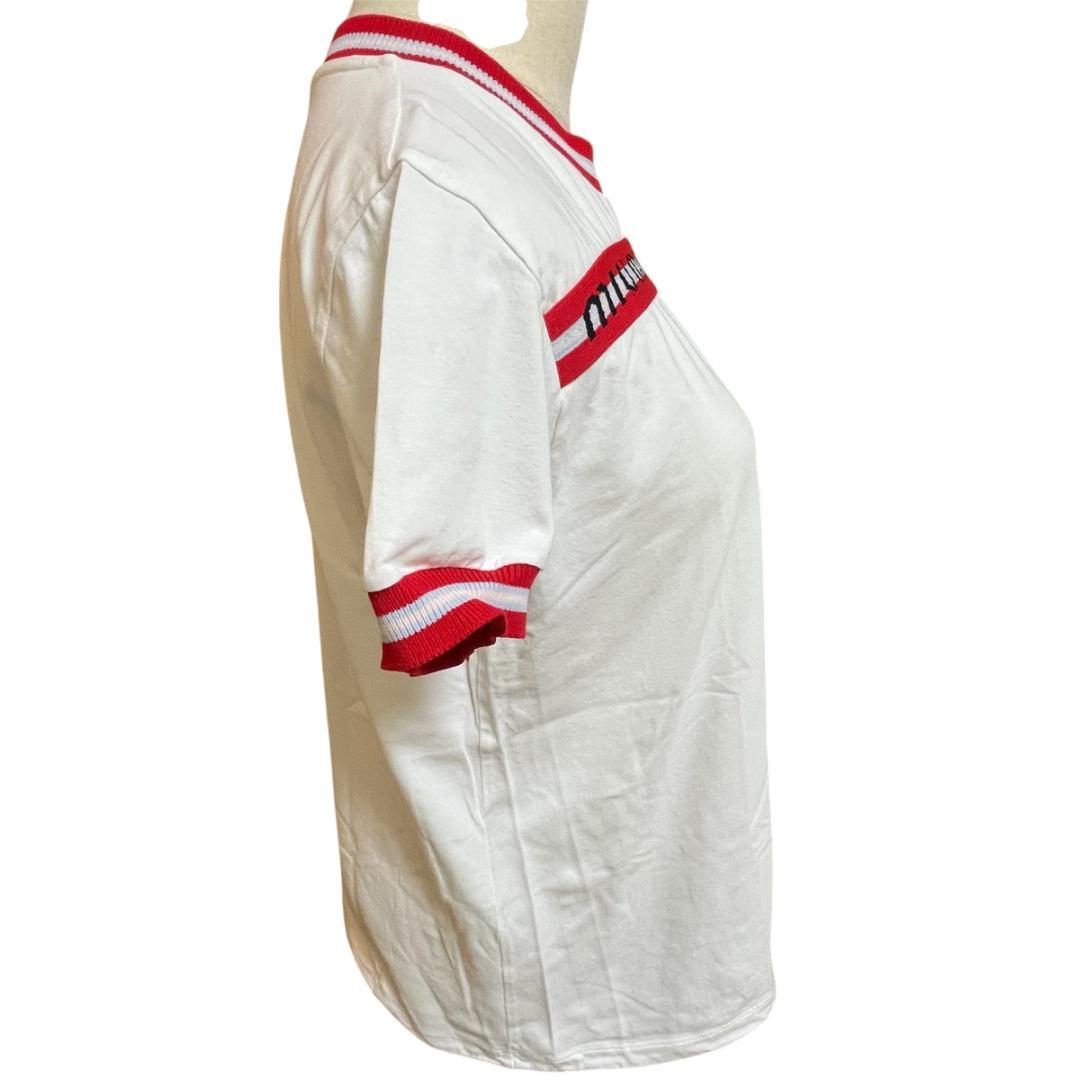 ミュウミュウ　半袖Ｔシャツ　ホワイト　ロゴ Sサイズ　MIUMIU