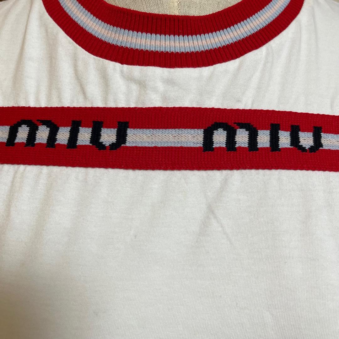 ミュウミュウ　半袖Ｔシャツ　ホワイト　ロゴ Sサイズ　MIUMIU