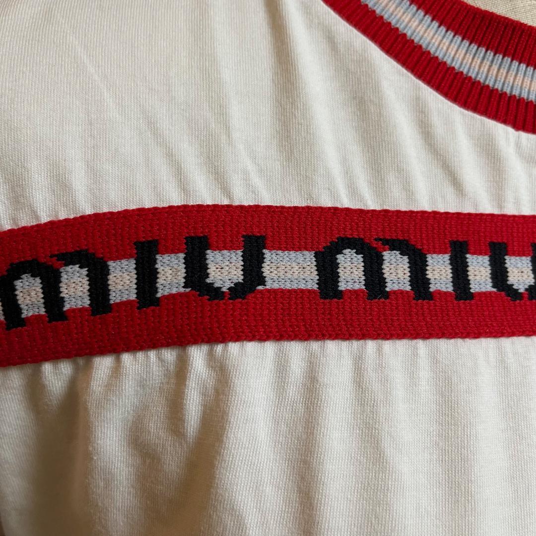 ミュウミュウ　半袖Ｔシャツ　ホワイト　ロゴ Sサイズ　MIUMIU
