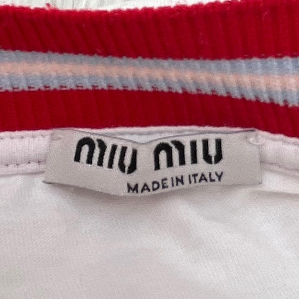 ミュウミュウ　半袖Ｔシャツ　ホワイト　ロゴ Sサイズ　MIUMIU