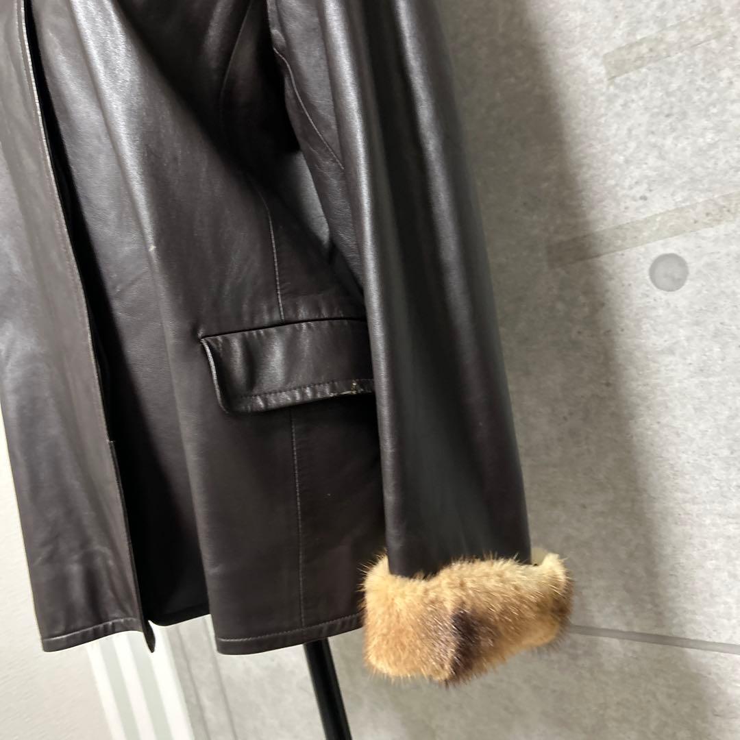 90s BALMAIN バルマン2WAY 羊革　ミンクファー　レザージャケット