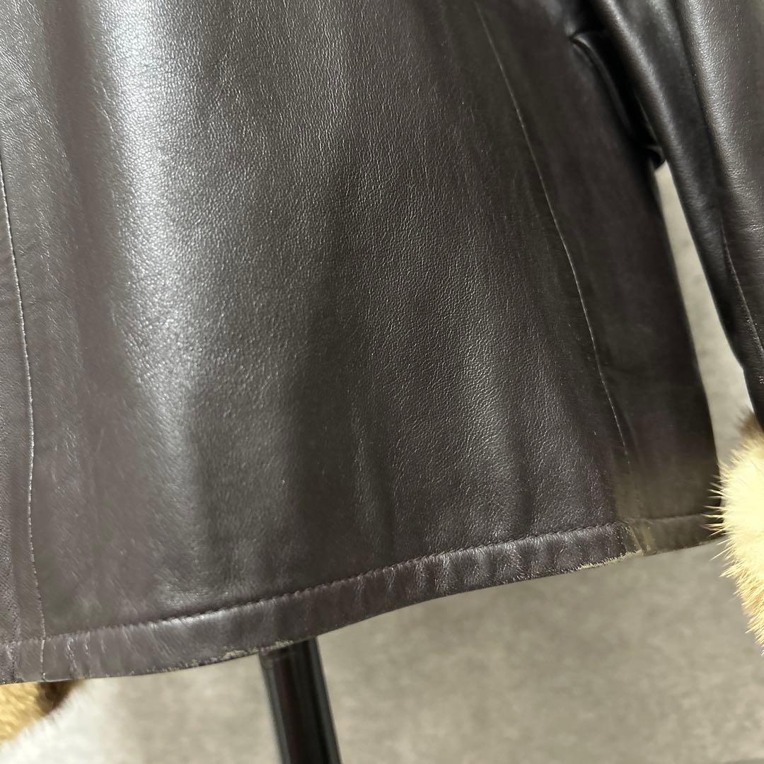 90s BALMAIN バルマン2WAY 羊革　ミンクファー　レザージャケット