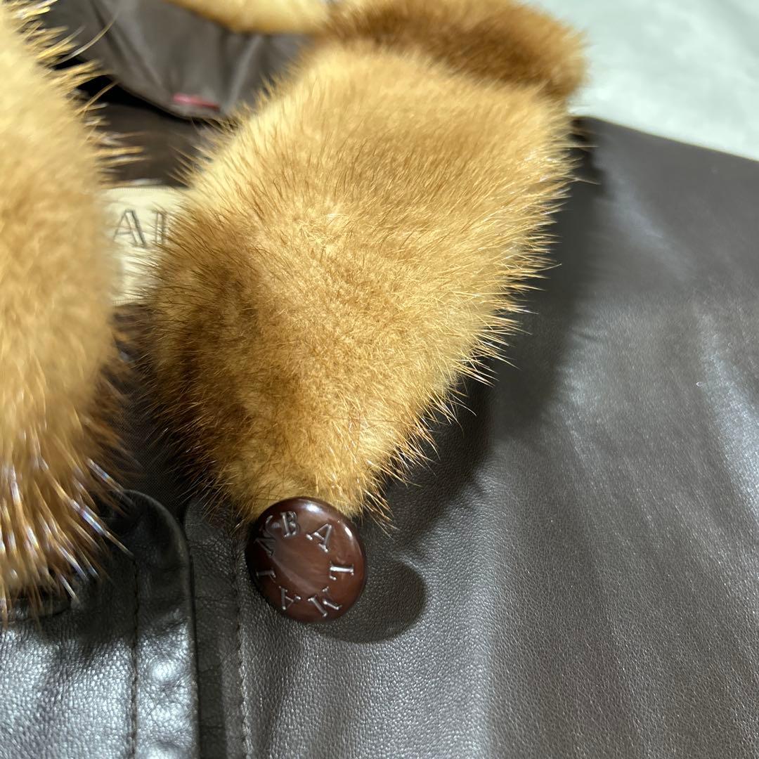 90s BALMAIN バルマン2WAY 羊革　ミンクファー　レザージャケット