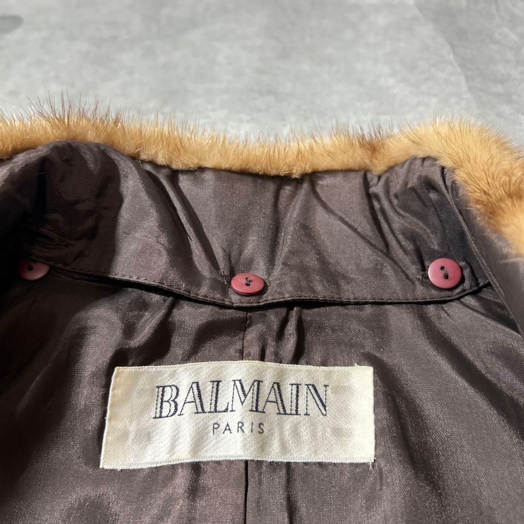 90s BALMAIN バルマン2WAY 羊革　ミンクファー　レザージャケット