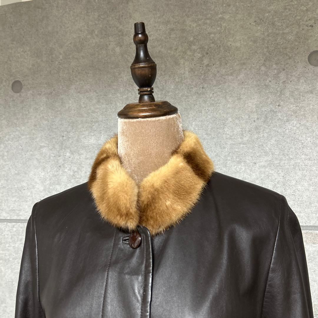 90s BALMAIN バルマン2WAY 羊革　ミンクファー　レザージャケット