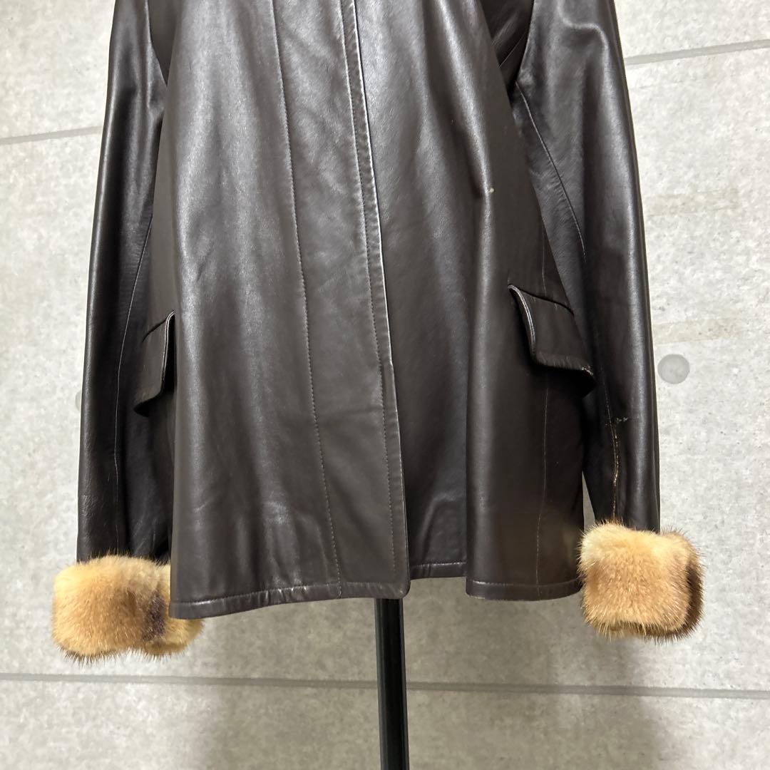 90s BALMAIN バルマン2WAY 羊革　ミンクファー　レザージャケット