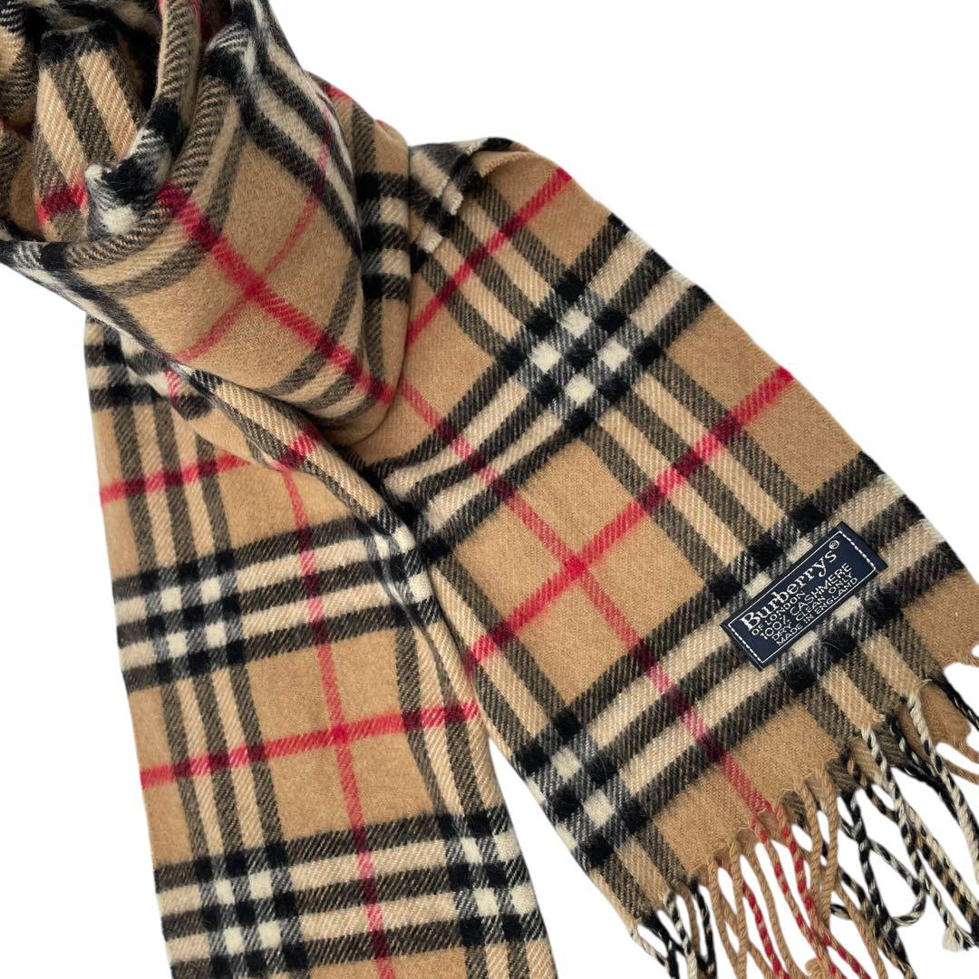 Burberry 100%カシミヤ ノバチェック チェックマフラー ベージュ