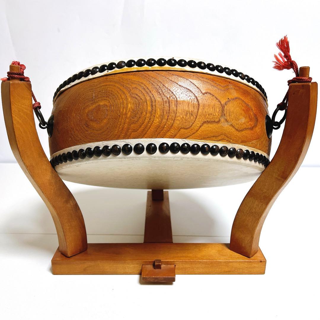 宮本卯之助　和太鼓 和楽器 平太鼓 太鼓台 直径約33cm 高さ約12cm 台座