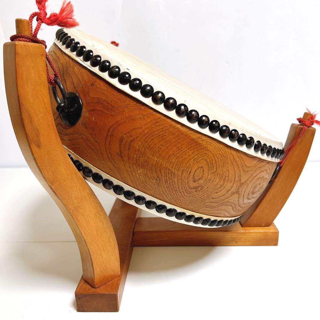 宮本卯之助　和太鼓 和楽器 平太鼓 太鼓台 直径約33cm 高さ約12cm 台座