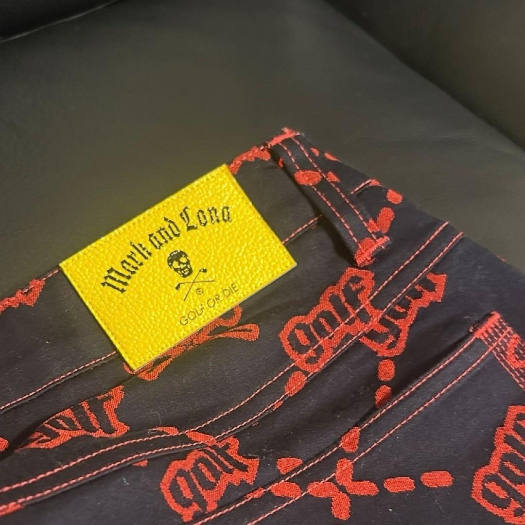 MARK&LONAマークアンドロナ ストレッチ パンツ スカル ブラック ゴルフ