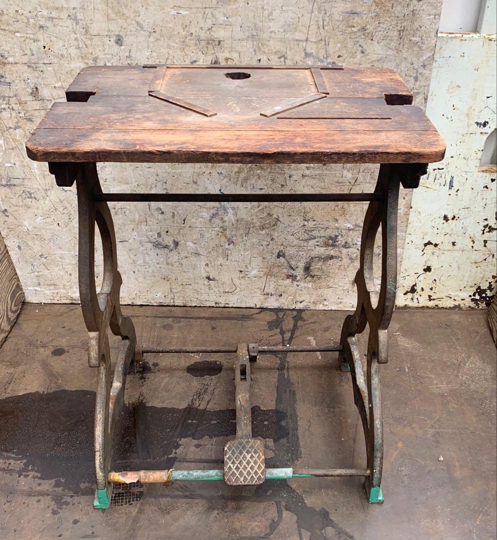 旋盤機 土台 脚 アンティーク 足踏み台 テーブル DIY レア 引取限定