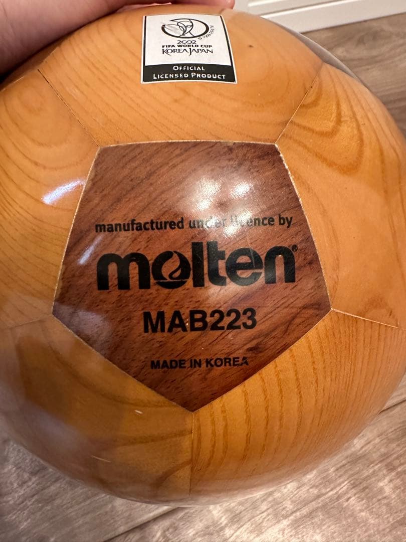 希少FIFA2002年日韓ワールドカップ木製サッカーボールmolten/5号