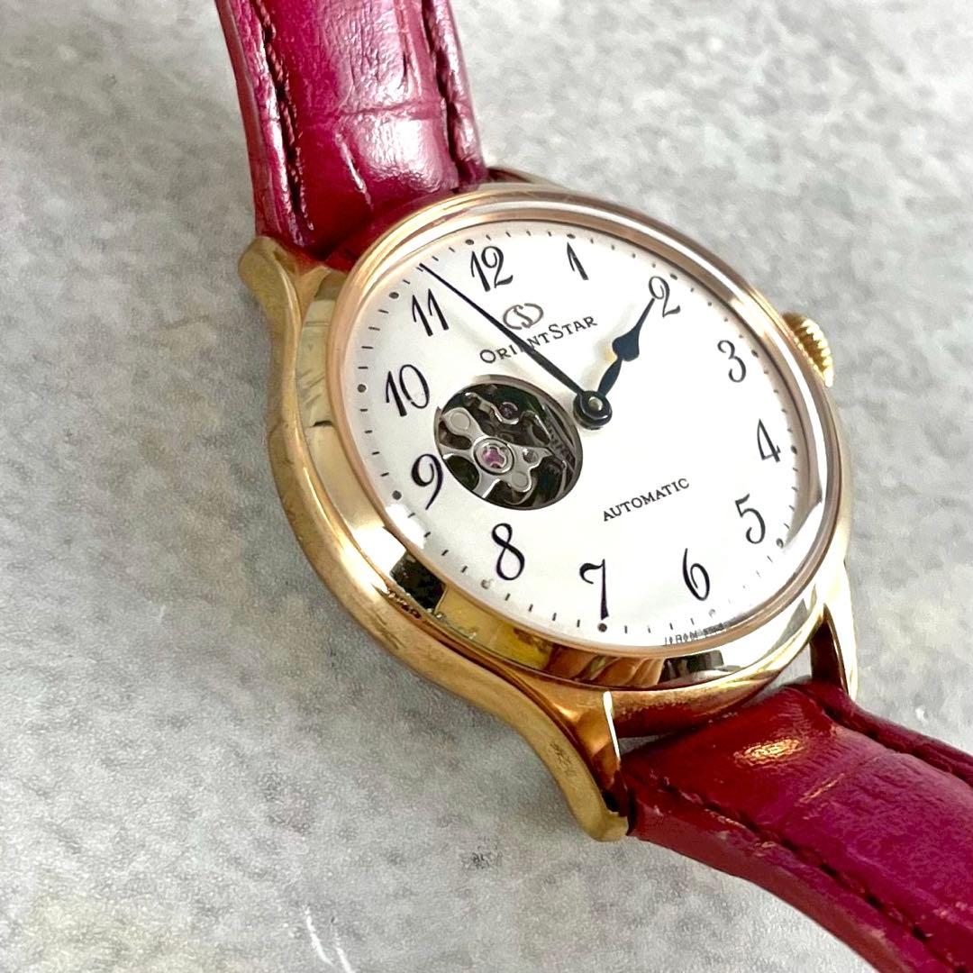 オリエントスター 自動巻き 腕時計 レディース オープンハート 裏スケ