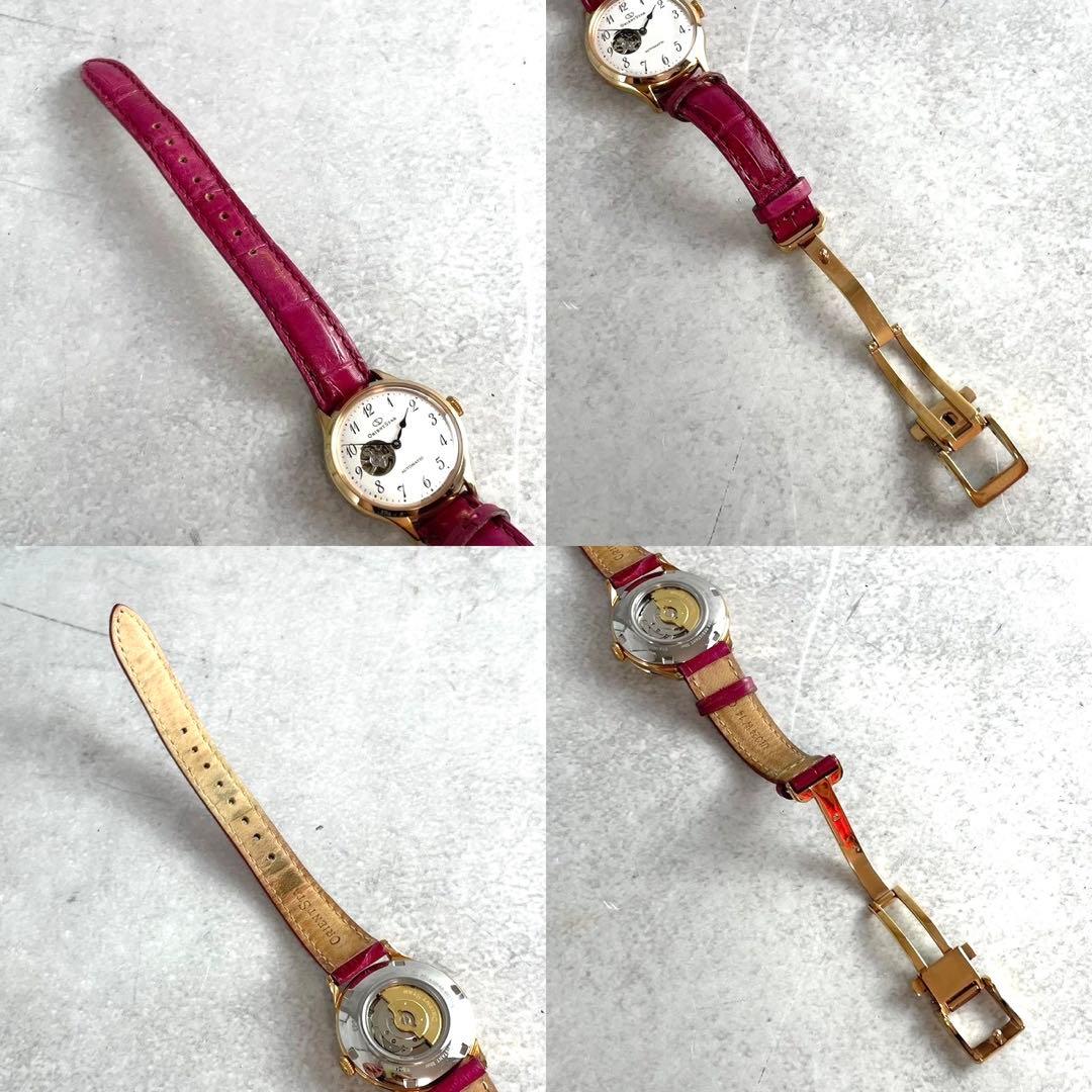 オリエントスター 自動巻き 腕時計 レディース オープンハート 裏スケ