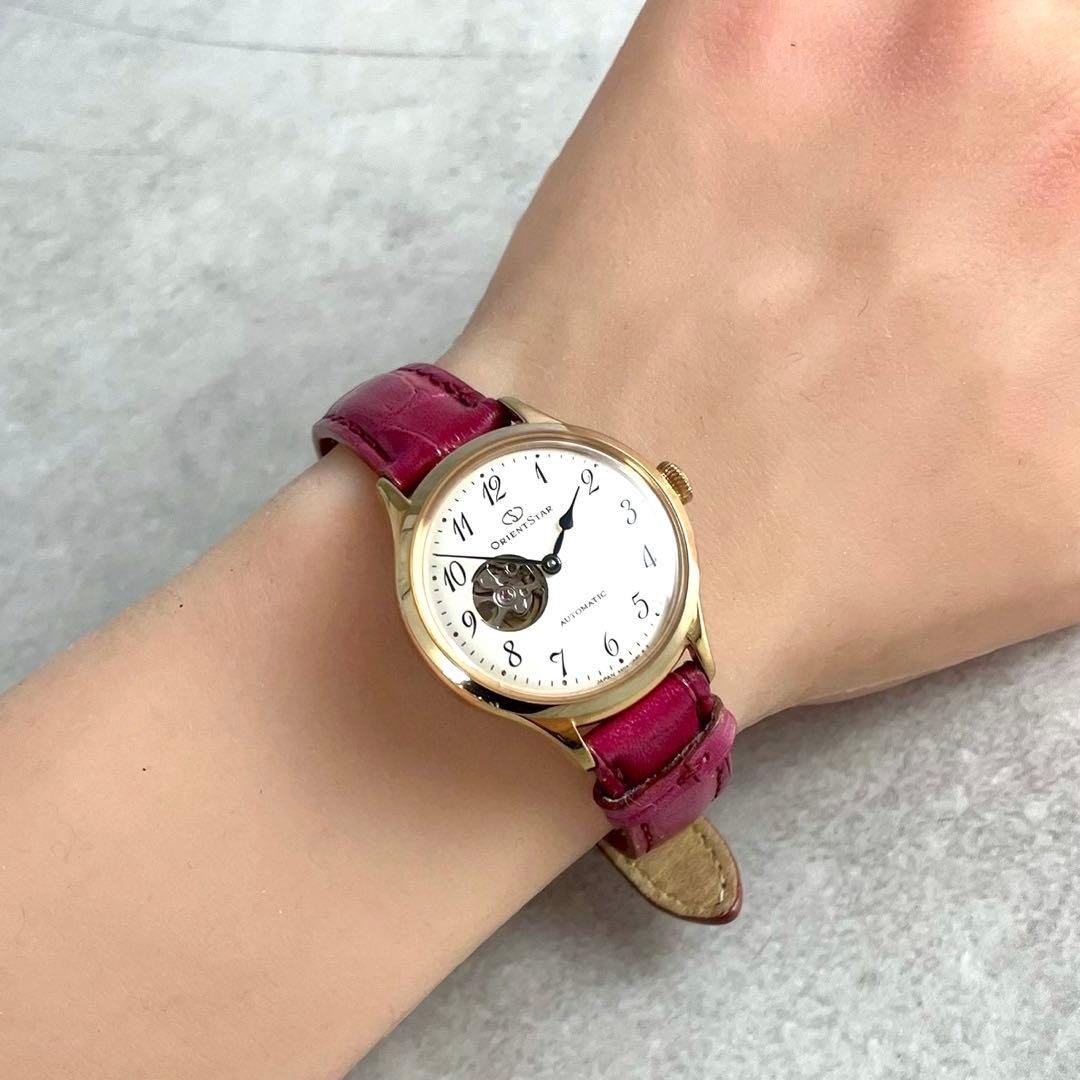 オリエントスター 自動巻き 腕時計 レディース オープンハート 裏スケ