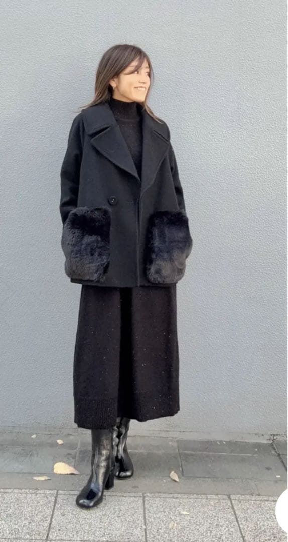 ファーポケットピーコート