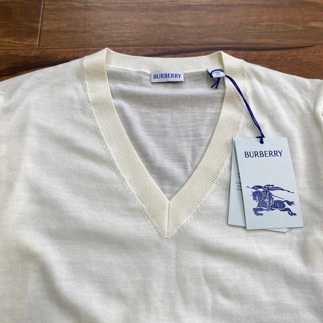 タグ付き新品★BURBERRY 長袖カットソー フリル アイボリー XS