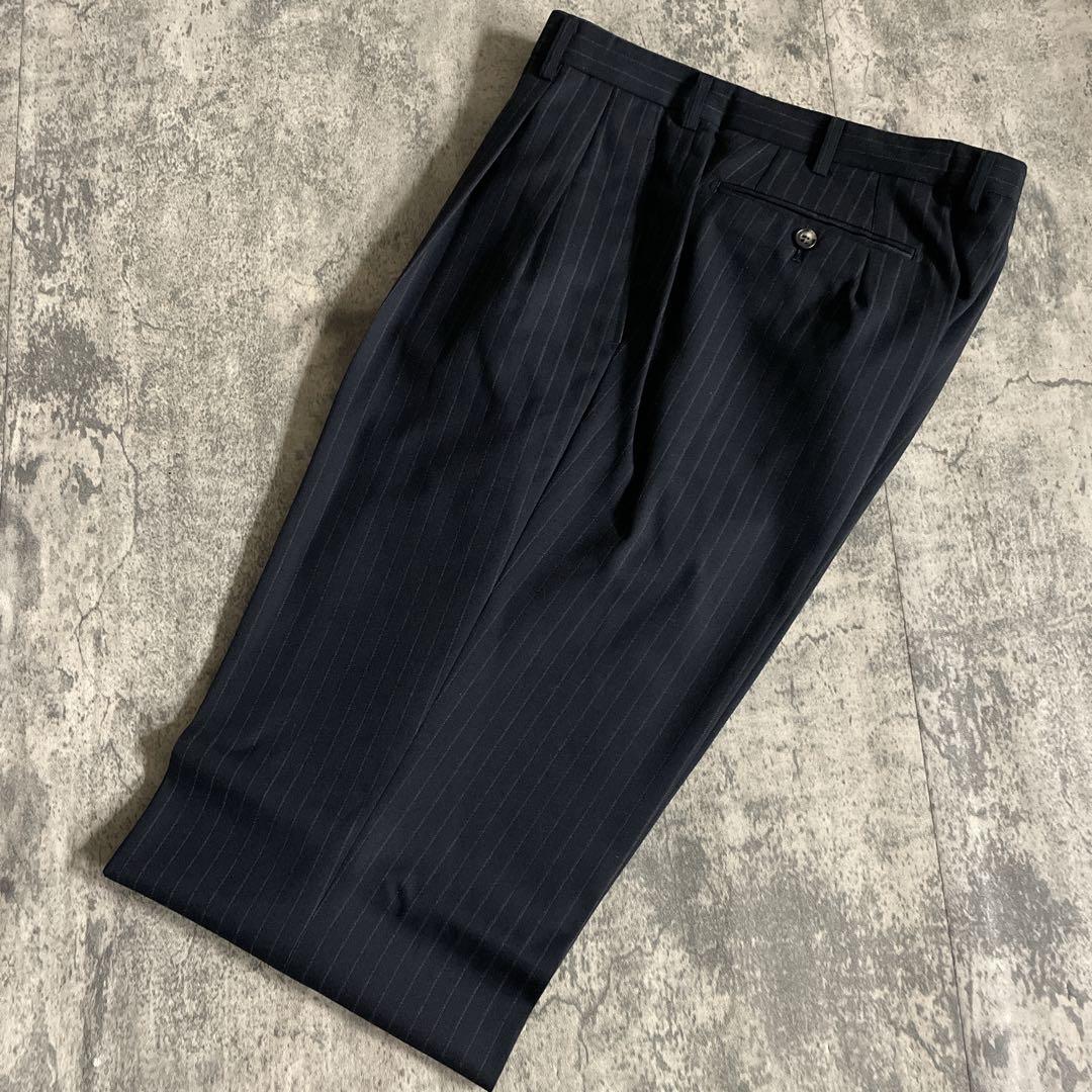 極美品 極上ウール ダブルスーツ× LOUIS VUITTON ダミエ柄ネクタイ