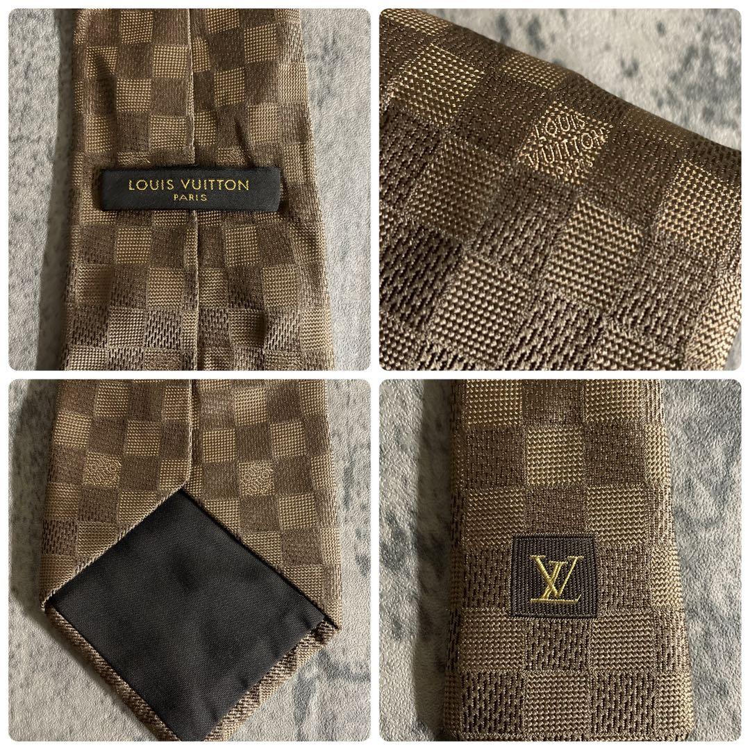 極美品 極上ウール ダブルスーツ× LOUIS VUITTON ダミエ柄ネクタイ