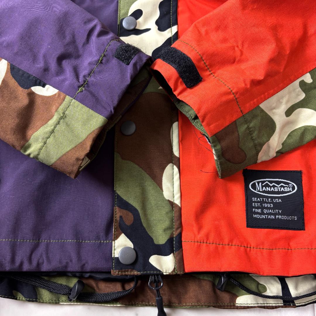 マナスタッシュ M スノーボードジャケット スキージャケット パッチワーク 迷彩