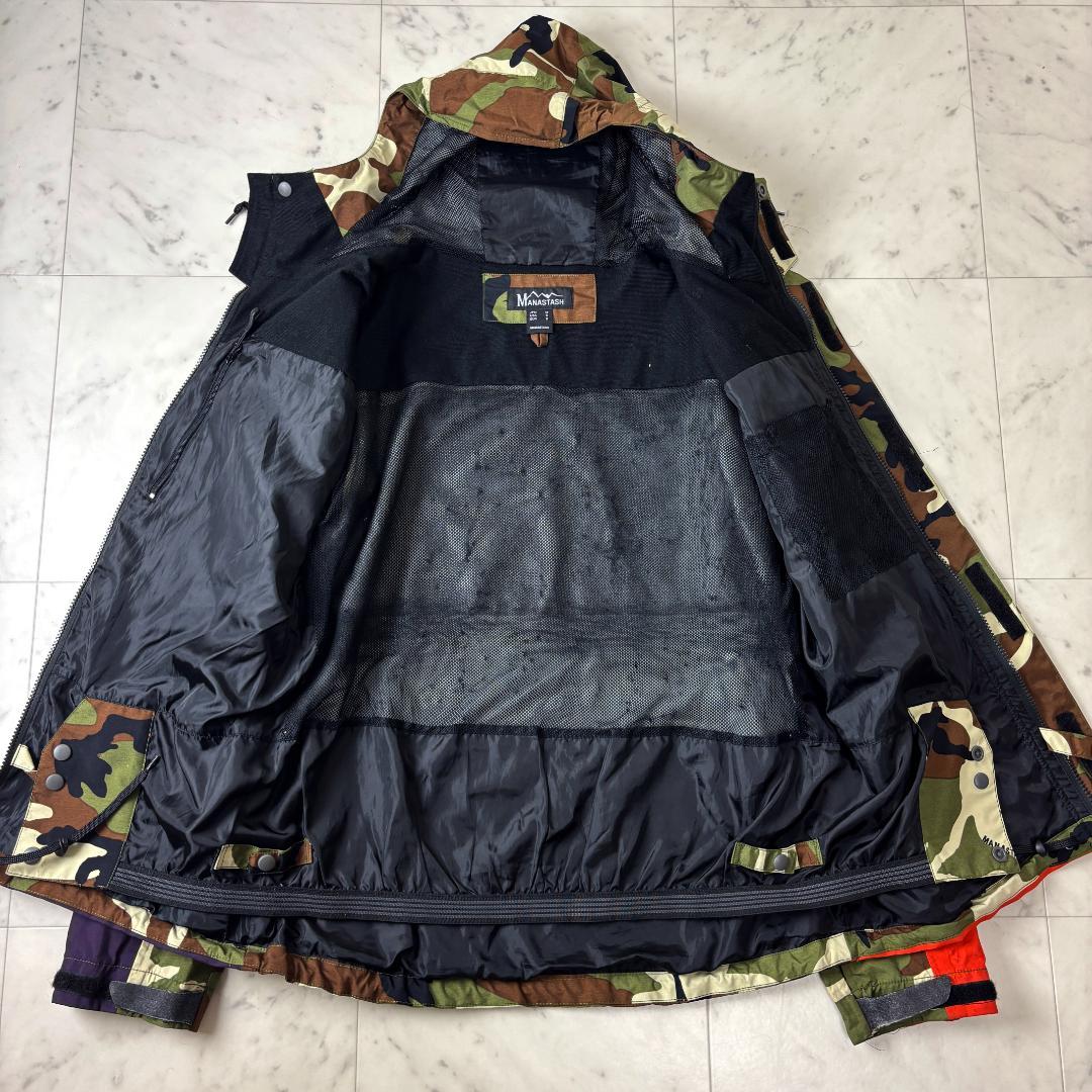 マナスタッシュ M スノーボードジャケット スキージャケット パッチワーク 迷彩