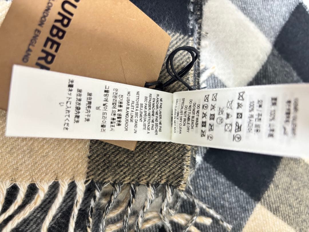 バーバリー リバーシブルカシミヤマフラー