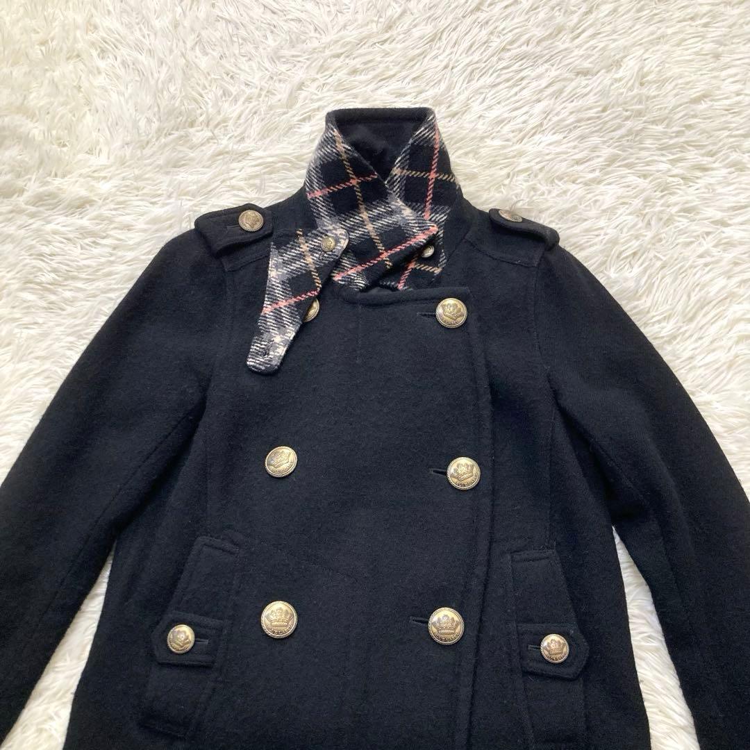 Ⓜ️ 　バーバリーブルーレーベル　金ボタン　ピーコート　ナポレオン　ウール