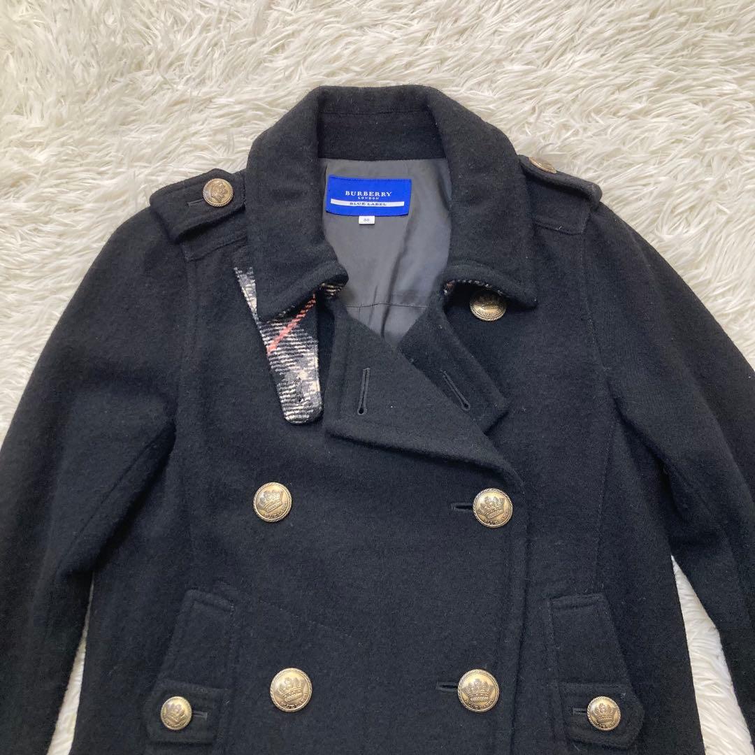 Ⓜ️ 　バーバリーブルーレーベル　金ボタン　ピーコート　ナポレオン　ウール