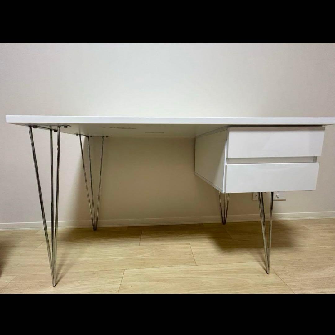 【完成品】120cm デスク パソコンデスク 机 学習机 勉強机 ホワイト