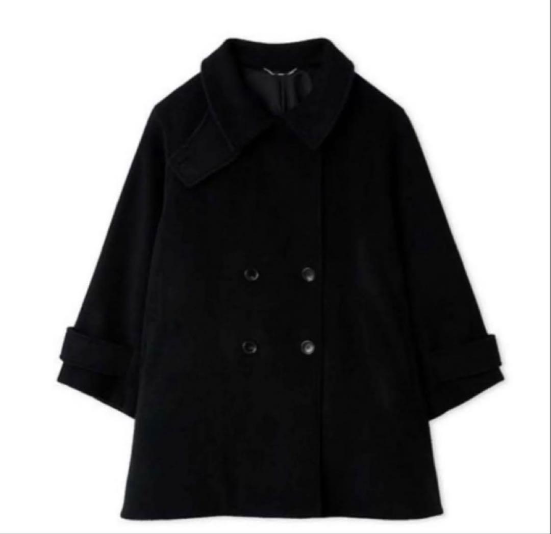 セルフォード　Aラインウールミドルコート ブラック