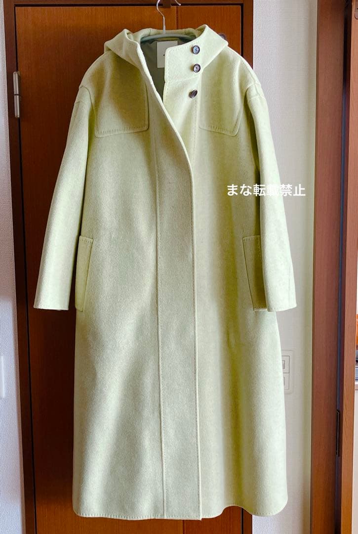 ebure メランジビーバー フーデットロングコート ライトイエロー