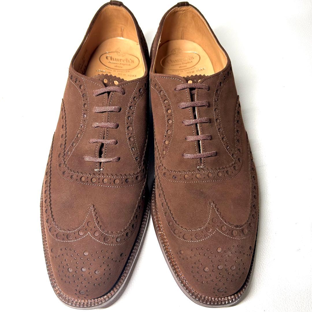 【デッドストック】チャーチ スエードウイングチップ バックUK7 1/2
