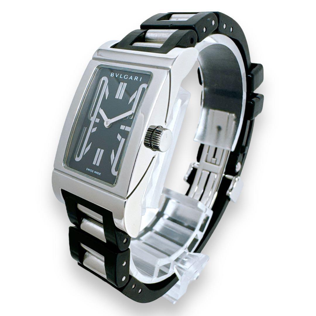 ブルガリ レッタンゴロ RT39S ラバー QZ ブラック 黒 レディース 時計