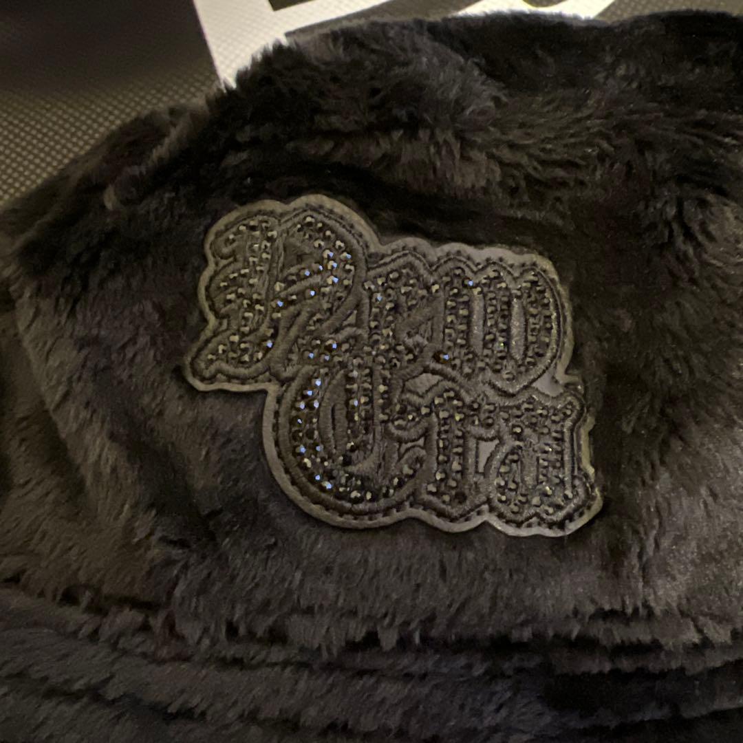 バケット01 セーラーブリムMicro Fur Rhinestone ブラック