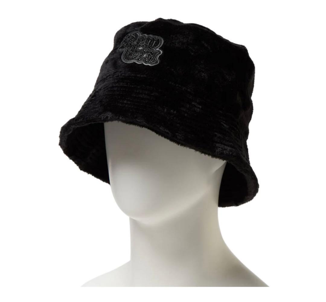 バケット01 セーラーブリムMicro Fur Rhinestone ブラック