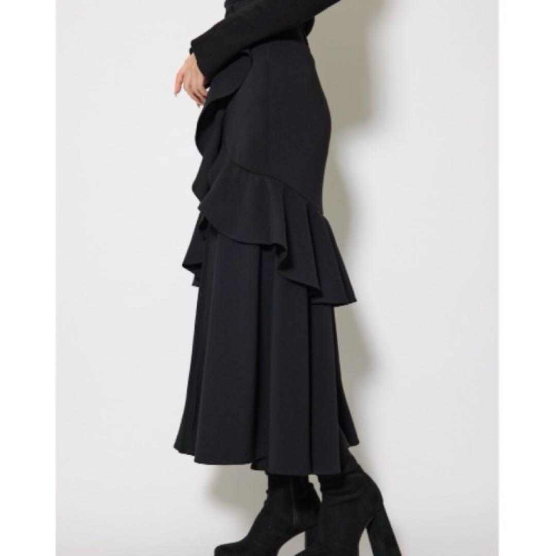 rienda ダブルフリルスリットスコートショートパンツ　黒　ブラック　M