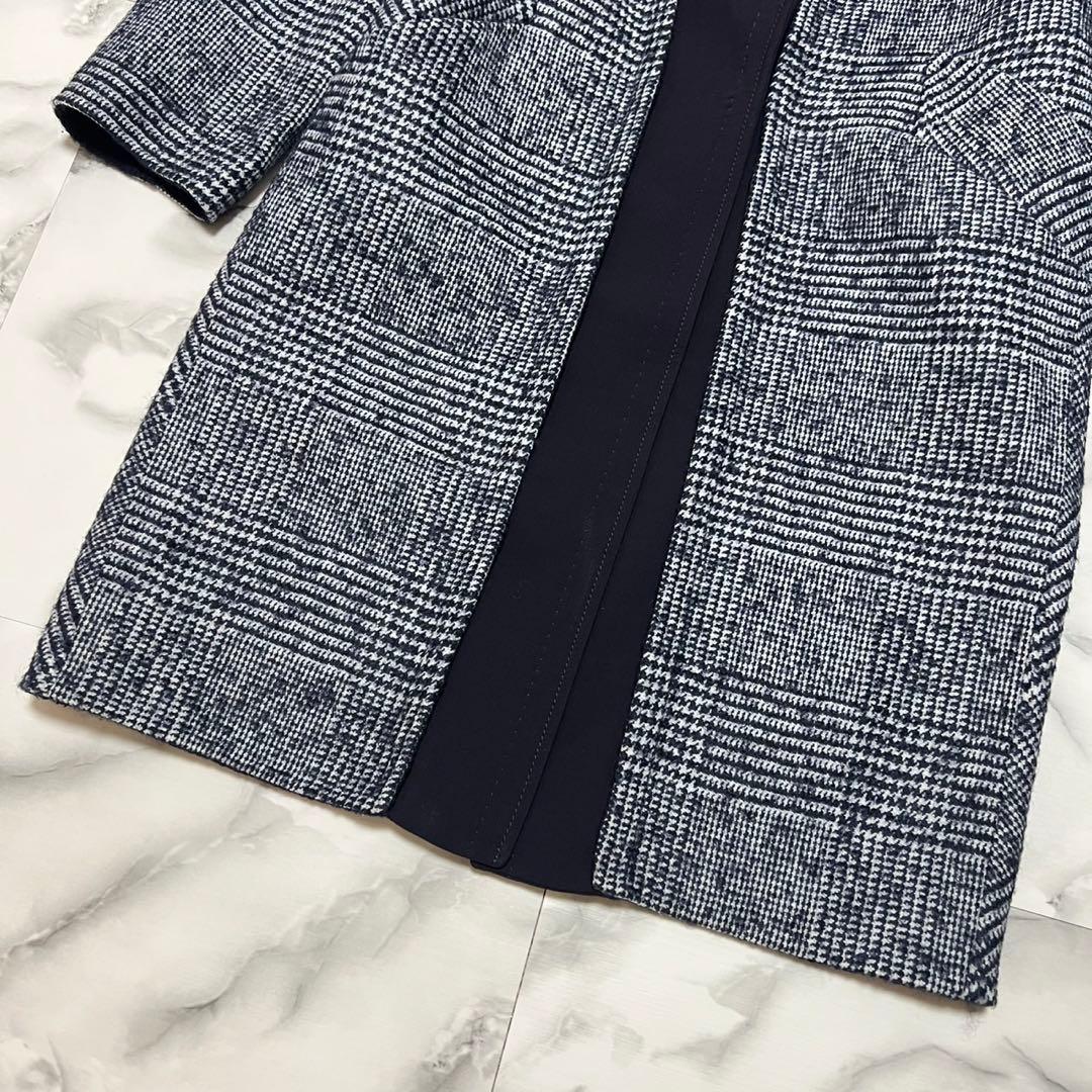 【美品】スポーツマックス　クチートアマーノ　チェスターコート　ゴートレザー　紺